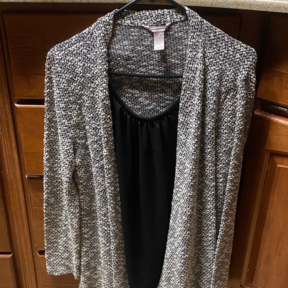 White Stag Black and Cream Knit Large Top/Cardigan Business Professional Career
